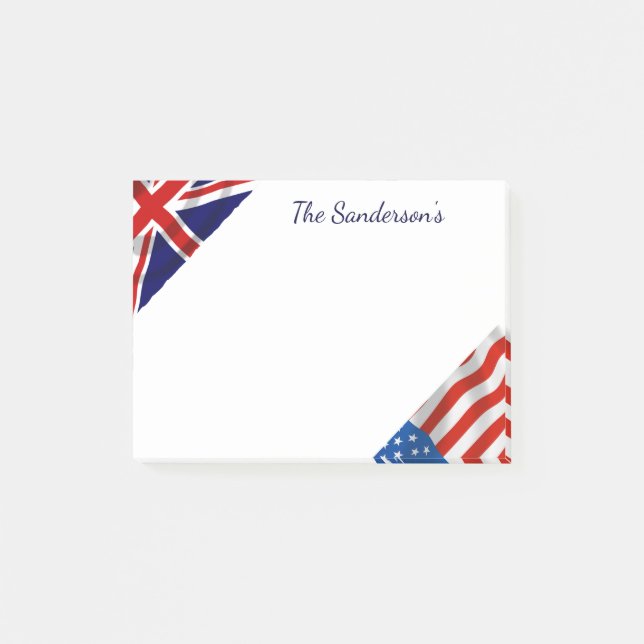 Personalised American British Flags Patriotic  Post-it Notes (Front)