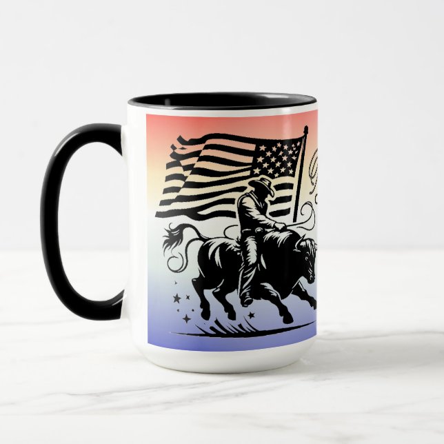 Personalised American Bull Rider Rodeo 2 Mug (Left)