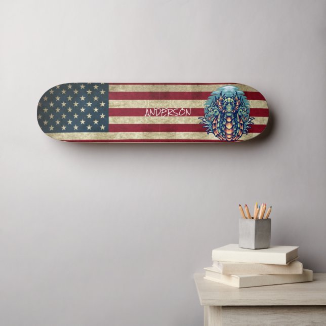 Personalised American Dragon Skateboard (Wall Art (Horz))