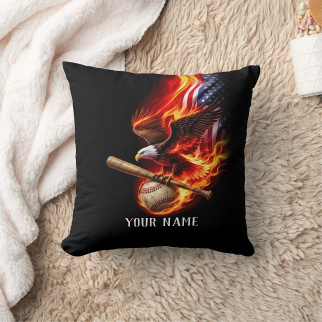 Personalised American Eagle Baseball Throw Pillow (Blanket)