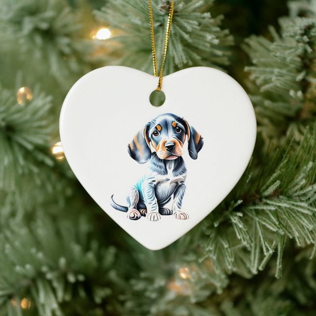Personalised American English Coonhound Puppy Dog Ceramic Tree Decoration (Tree)