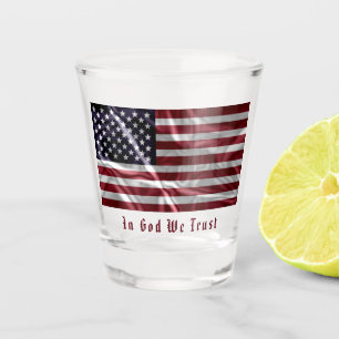 Personalised American Flag and Motto, USA Souvenir Shot Glass