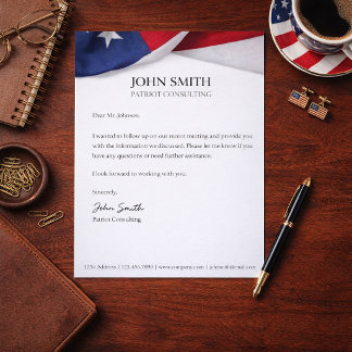 Personalised American Flag Company Name Business Custom Letterhead