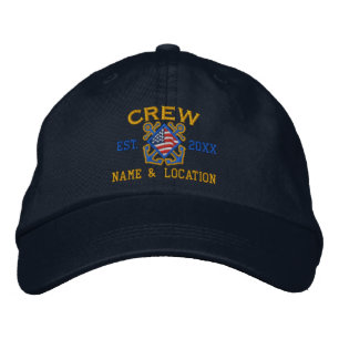 Personalised American Flag Crew Nautical Embroider Embroidered Hat