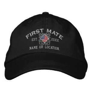 Personalised American Flag First Mate Nautical Embroidered Hat
