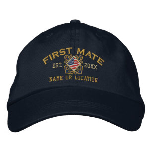 Personalised American Flag First Mate Nautical Embroidered Hat