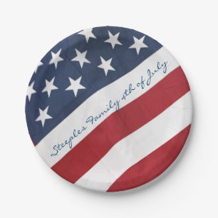 Personalised American Flag Paper Plates