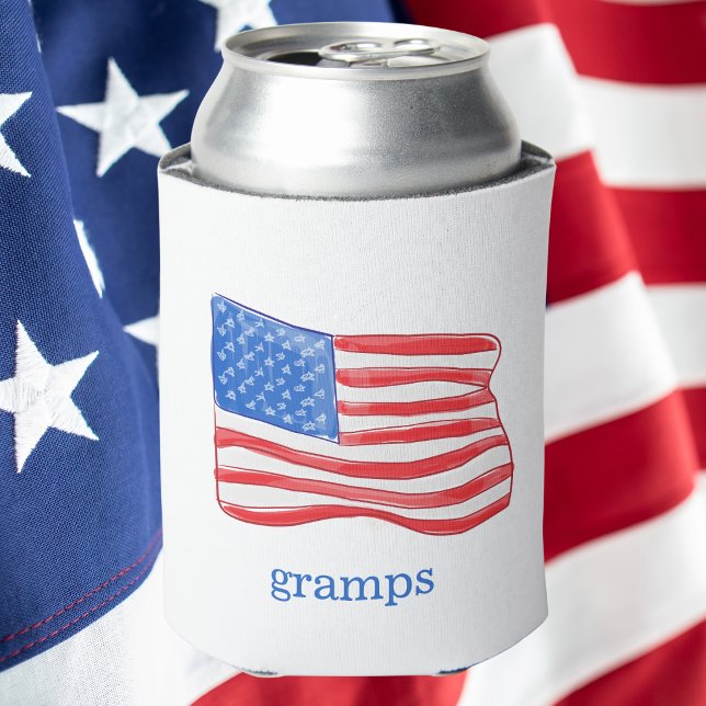Personalised American Flag Patriotic Drink Can Cooler (Creator Uploaded)