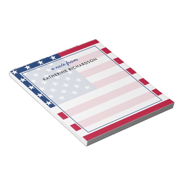 Personalised American Flag Patriotic USA Notepad (Angled)