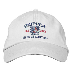 Personalised American Flag Skipper Nautical Embroidered Hat