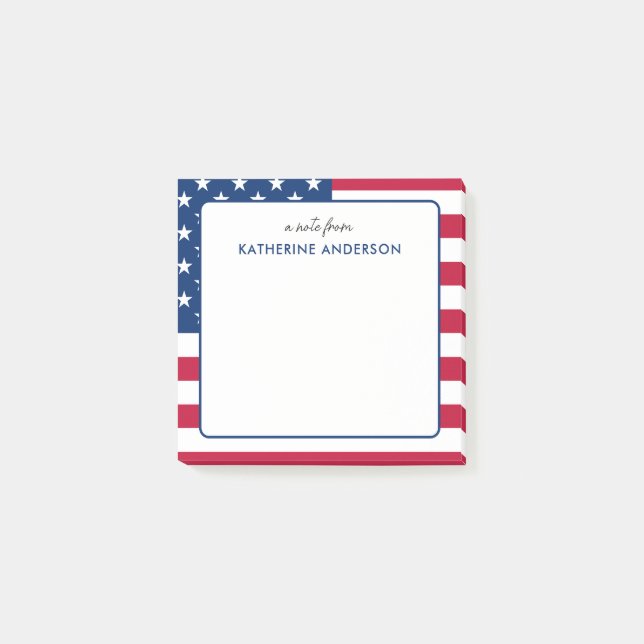 Personalised American Flag USA Post-it Notes (Front)