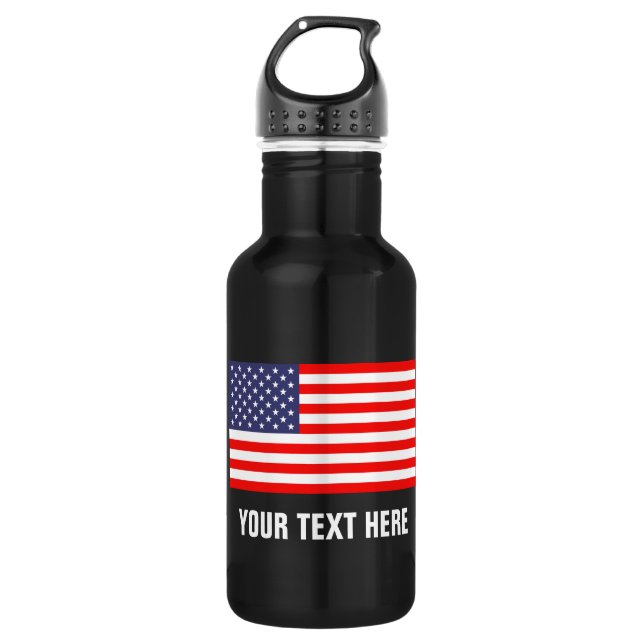 Personalised American flag water bottles for USA (Front)