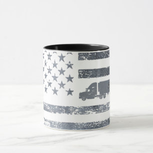 Personalised American Flag with semi truck Mug