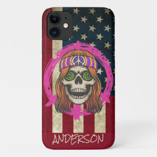 Personalised American  Hippy Skull  Case-Mate iPhone Case