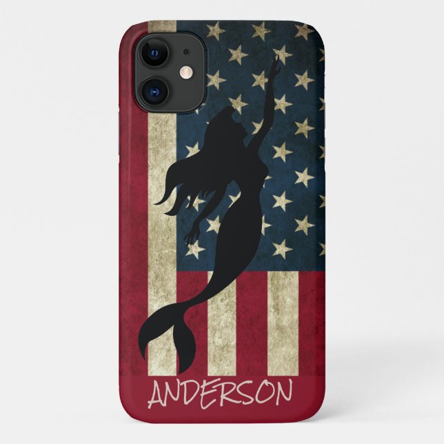 Personalised American Mermaid swimming Case-Mate i iPhone Case (Back)