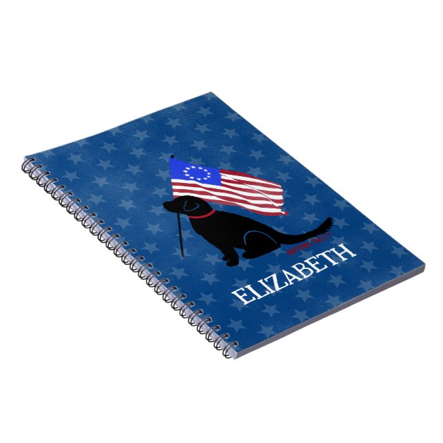 Personalised American Patriot Black Lab Notebook (Right Side)