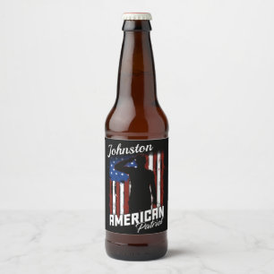 Personalised American Patriot Soldier USA Flag Beer Bottle Label