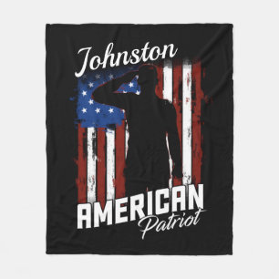 Personalised American Patriot Soldier USA Flag Fleece Blanket