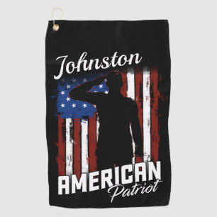 Personalised American Patriot Soldier USA Flag  Golf Towel