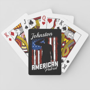 Personalised American Patriot Soldier USA Flag  Playing Cards