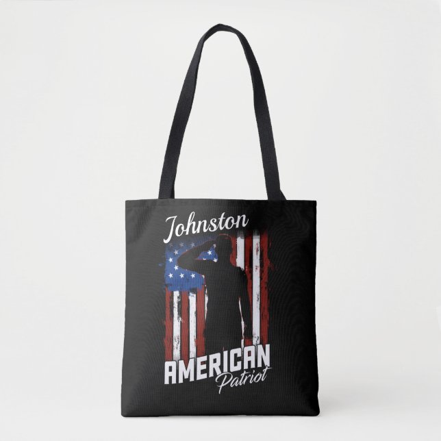 Personalised American Patriot Soldier USA Flag  Tote Bag (Front)