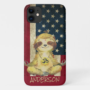 Personalised American Peace Sloth Case-Mate iPhone Case