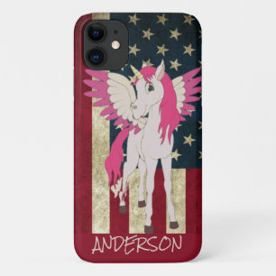 Personalised American Pink Unicorn Case-Mate iPhone Case