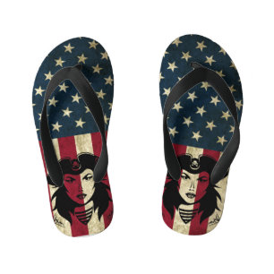 Personalised American Pirate Captain Kid's Flip Fl Jandals