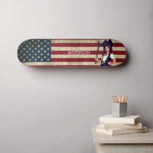 Personalised American PIRATE GIRL Skateboard