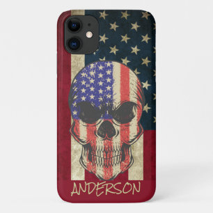 Personalised American Skull Flag Case-Mate iPhone Case