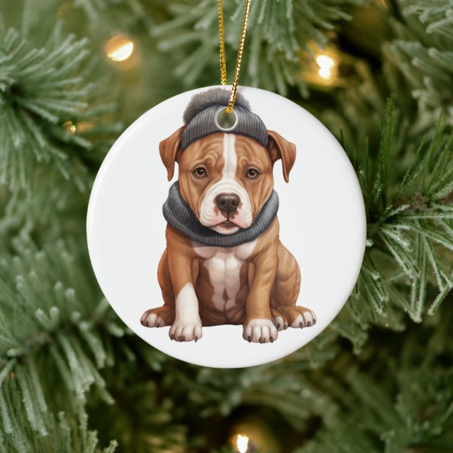 Personalised American Staffordshire Terrier Dog Ceramic Tree Decoration (Tree)