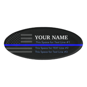 Personalised American Thin Blue Line Name Display Tag