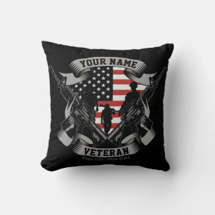 Personalised American Veteran Proud Vet USA Flag  Cushion