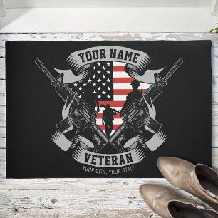 Personalised American Veteran Proud Vet USA Flag  Doormat