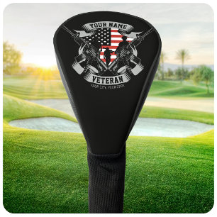 Personalised American Veteran Proud Vet USA Flag Golf Head Cover