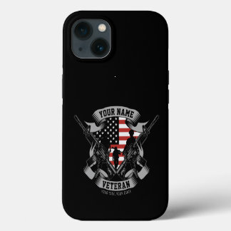 Personalised American Veteran Proud Vet USA Flag iPhone 13 Case