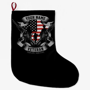 Personalised American Veteran Proud Vet USA Flag Large Christmas Stocking
