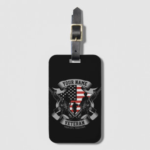 Personalised American Veteran Proud Vet USA Flag Luggage Tag