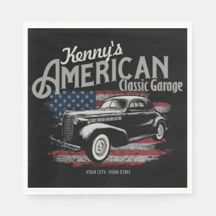 Personalised American Vintage Classic Car Garage Napkin