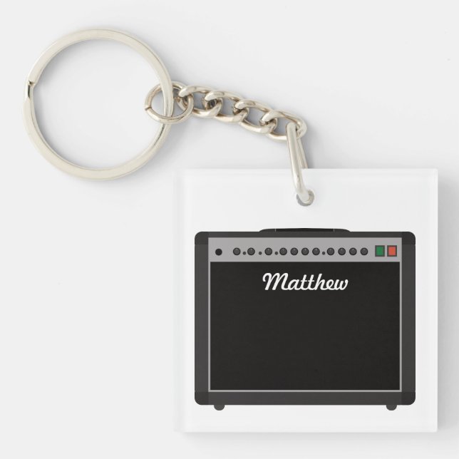 Personalised Amplifier Illustration for Musicians Key Ring (Front)