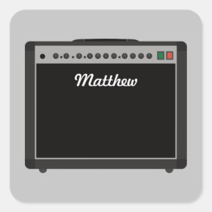 Personalised Amplifier Illustration for Musicians Square Sticker