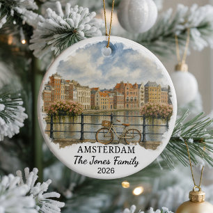 Personalised Amsterdam Ceramic Ornament, Custom Ne Tree Decoration