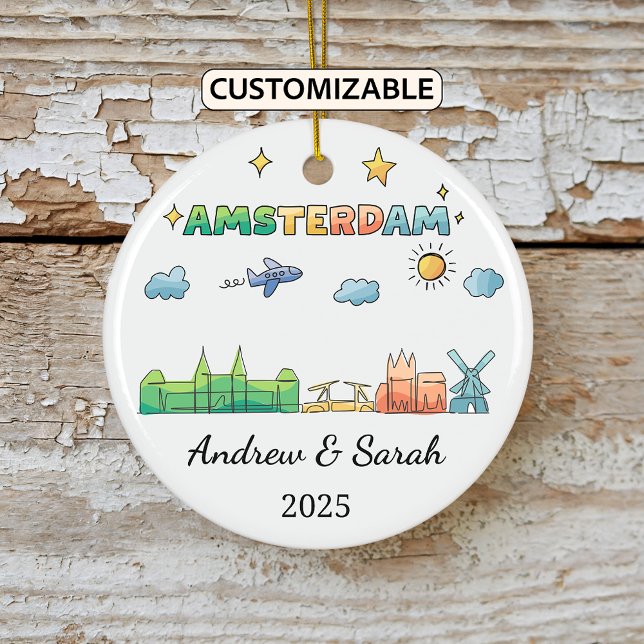 Personalised Amsterdam Ornament, Netherlands Ceramic Tree Decoration (Creator Uploaded)