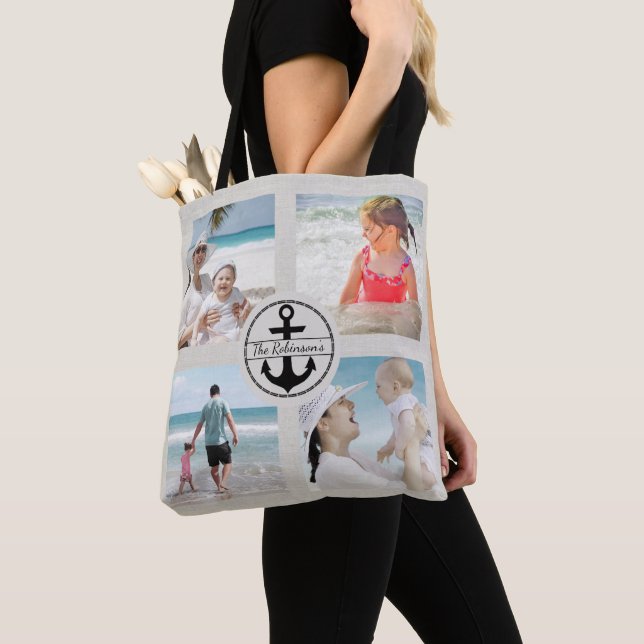 Personalised Anchor Photo Collage Tote Bag (Close Up)