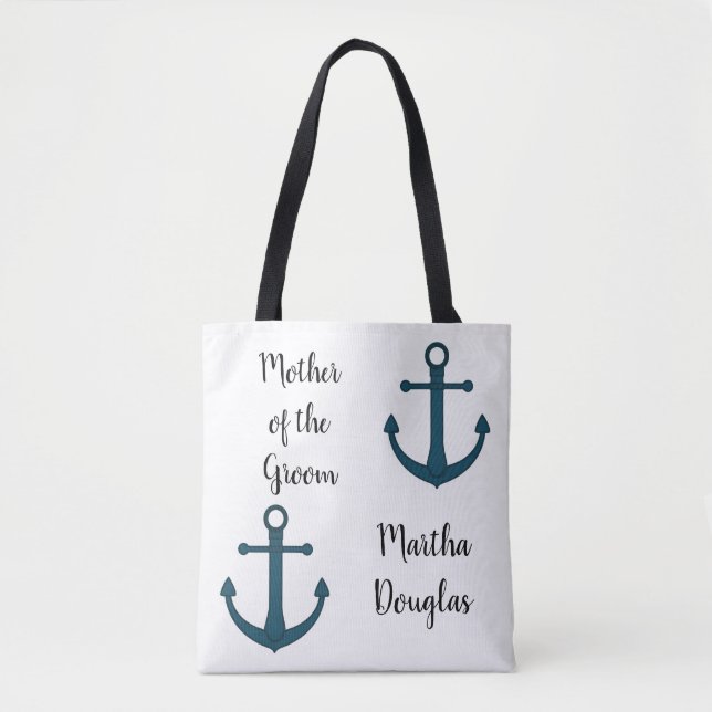 Personalised Anchor & Starfish Mother of the Groom Tote Bag (Front)
