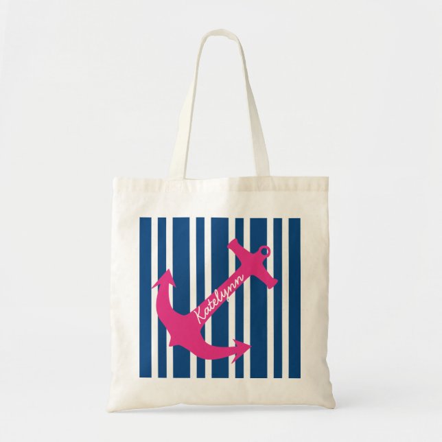 Personalised Anchor Stripe Tote Bag (Front)