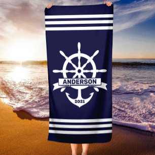 Personalised Anchor - Wheel Nautical Beach Towel