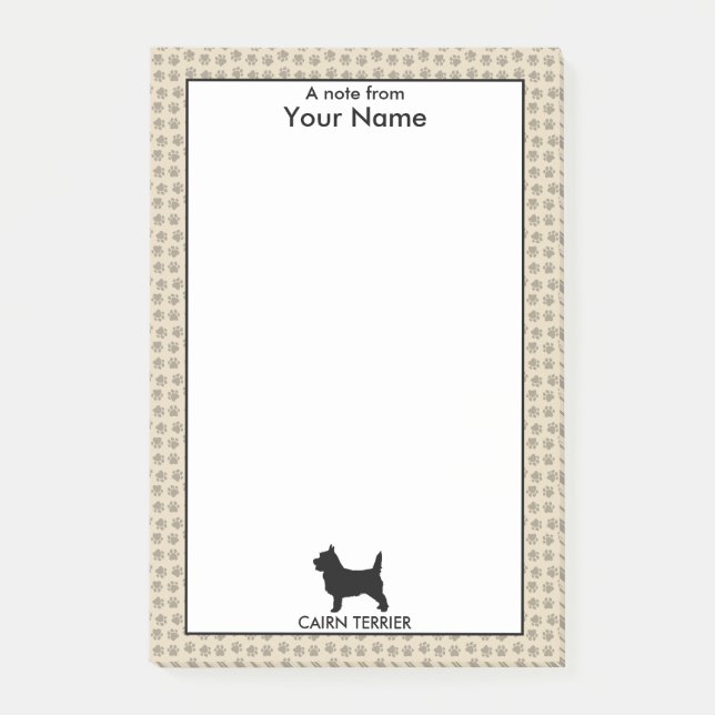 Personalised and Custom Colour Cairn Terrier Post-it Notes (Front)
