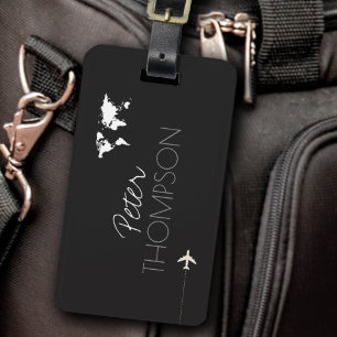 Personalised-and-elegant black and white travel luggage tag