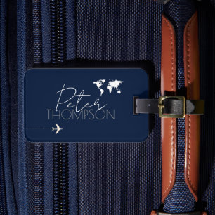 Personalised-and-elegant dark-blue traveller luggage tag